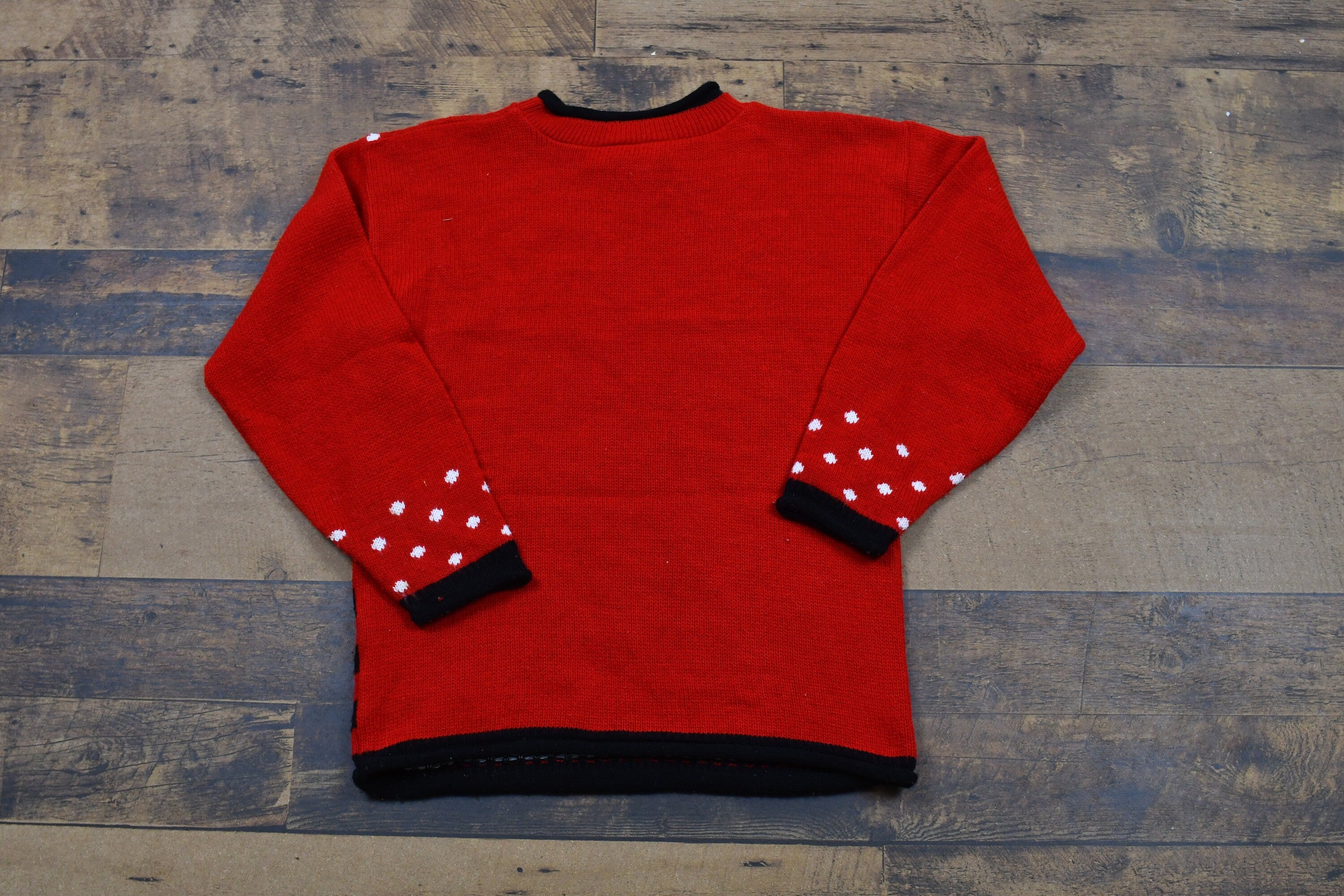 Vintage 1990s Disney Mickey & Minnie Mouse Knitted Sweater  90s Crewneck  Striped Polka Dot Pattern  Pullover Sweatshirt