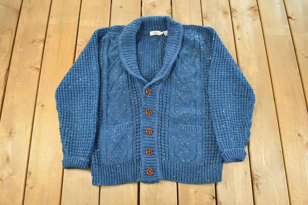 Vintage 1970s Oleg Cassini Shawl Collar Wool Knit Cardigan Sweater Men's Large