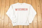 Vintage 1990s Wisconsin Embroidered University Crewneck Sweater Mens L
