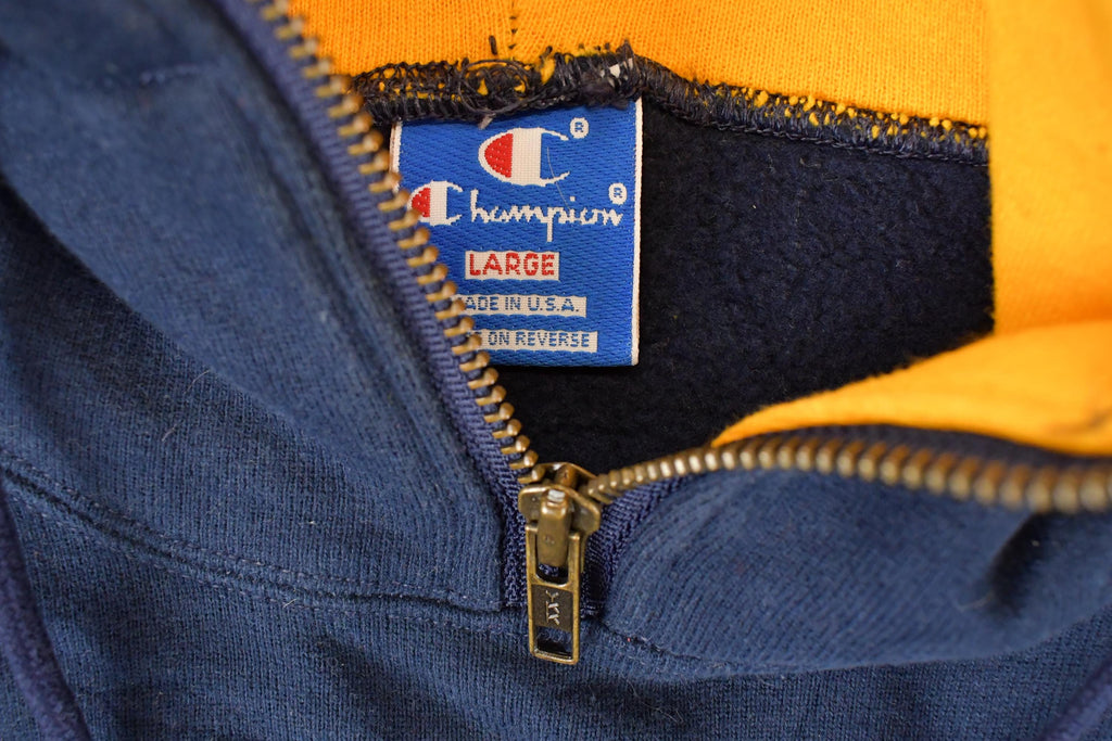 Vintage 1990s Champion Notre Dame University Quarter Zip Hoodie Sweater Men's M