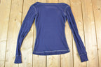 Women Vintage Vigoss Y2K Blue V Neck T-Shirt / Vigoss Grunge Skull Print / Contrast Stitch / Internet Famous Clothing / Over Dyed