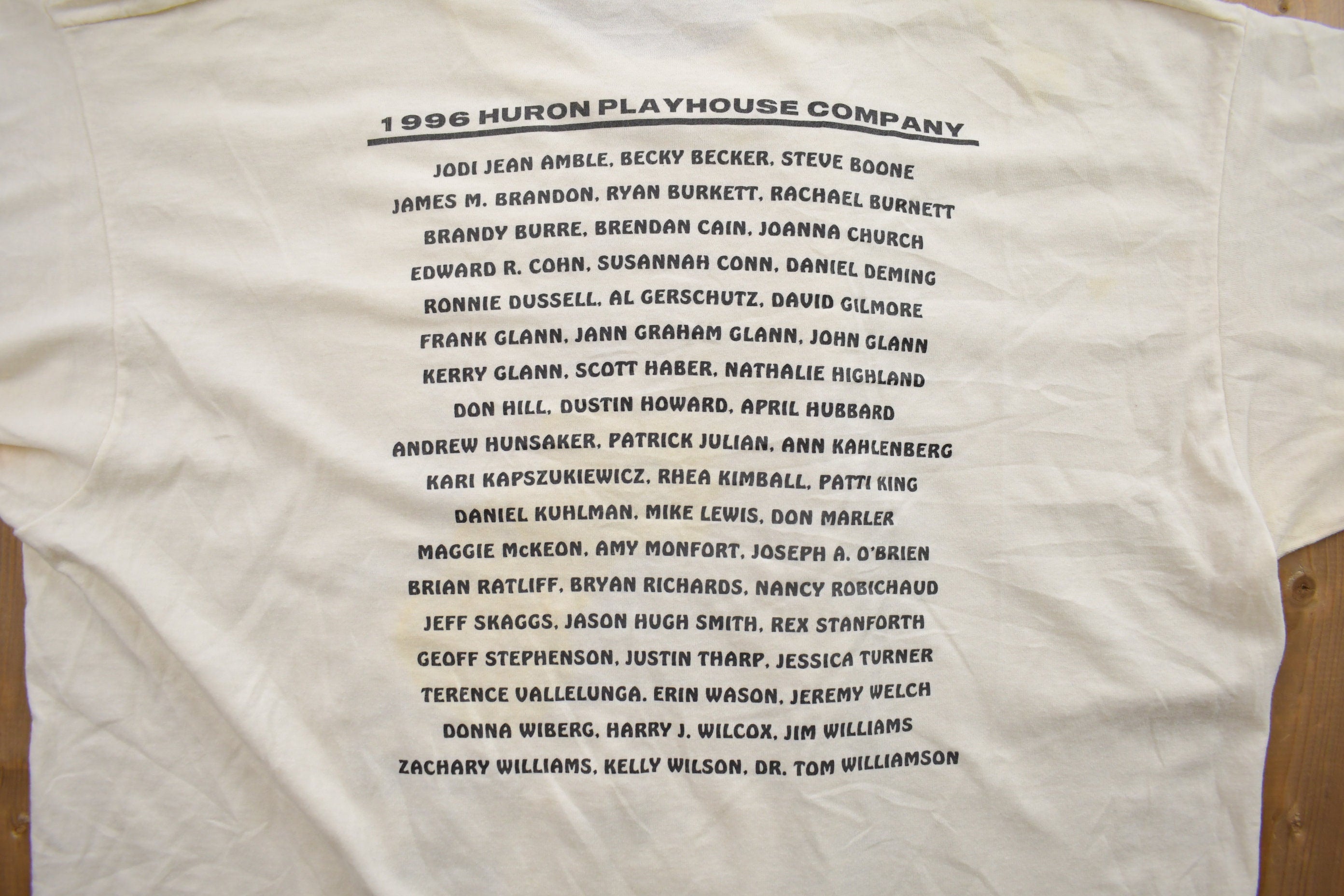 Vintage 1996 Huron Playhouse Band Tour Graphic T Shirt