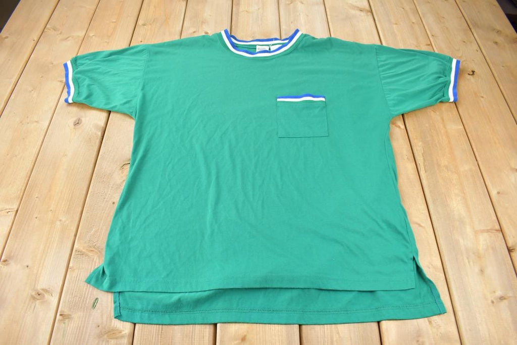 Vintage 1990s Blank Green Pocket T Shirt