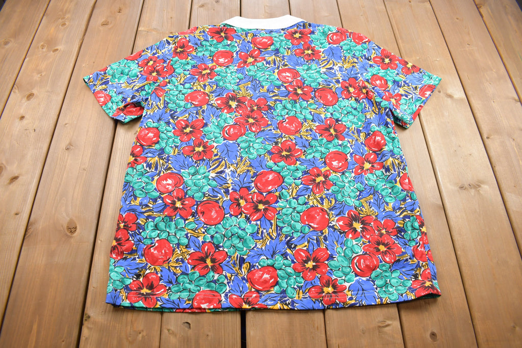 Vintage 1990s Caoe Cod All Over Floral Print Collared Shirt