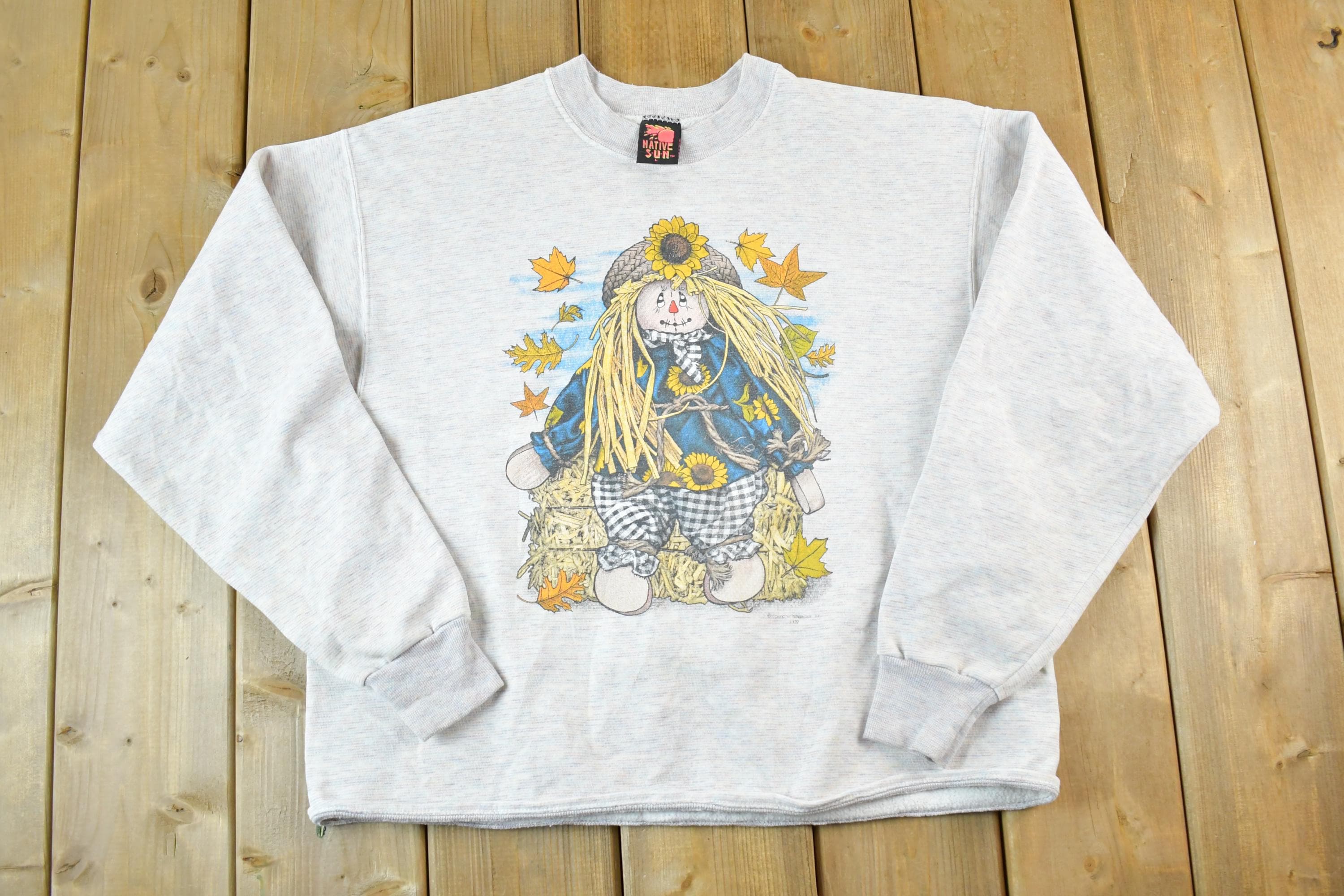 Vintage 1990s Native Sun Scarecrow Crewneck Sweatshirt Mens L
