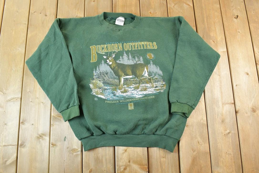 Vintage 1990s Buckhorn Outfitters Outdoorsman Big Buck Crewneck Sweatshirt