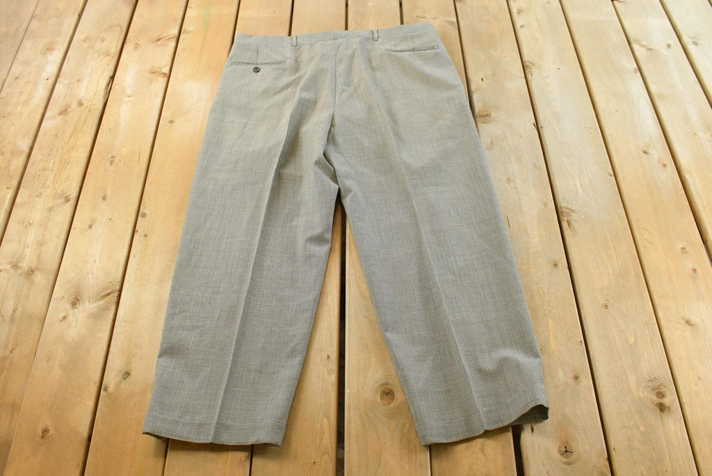 Vintage 1980s Pierre Cardin Houndstooth Pleated Wool Trousers Size 39 x 28.5