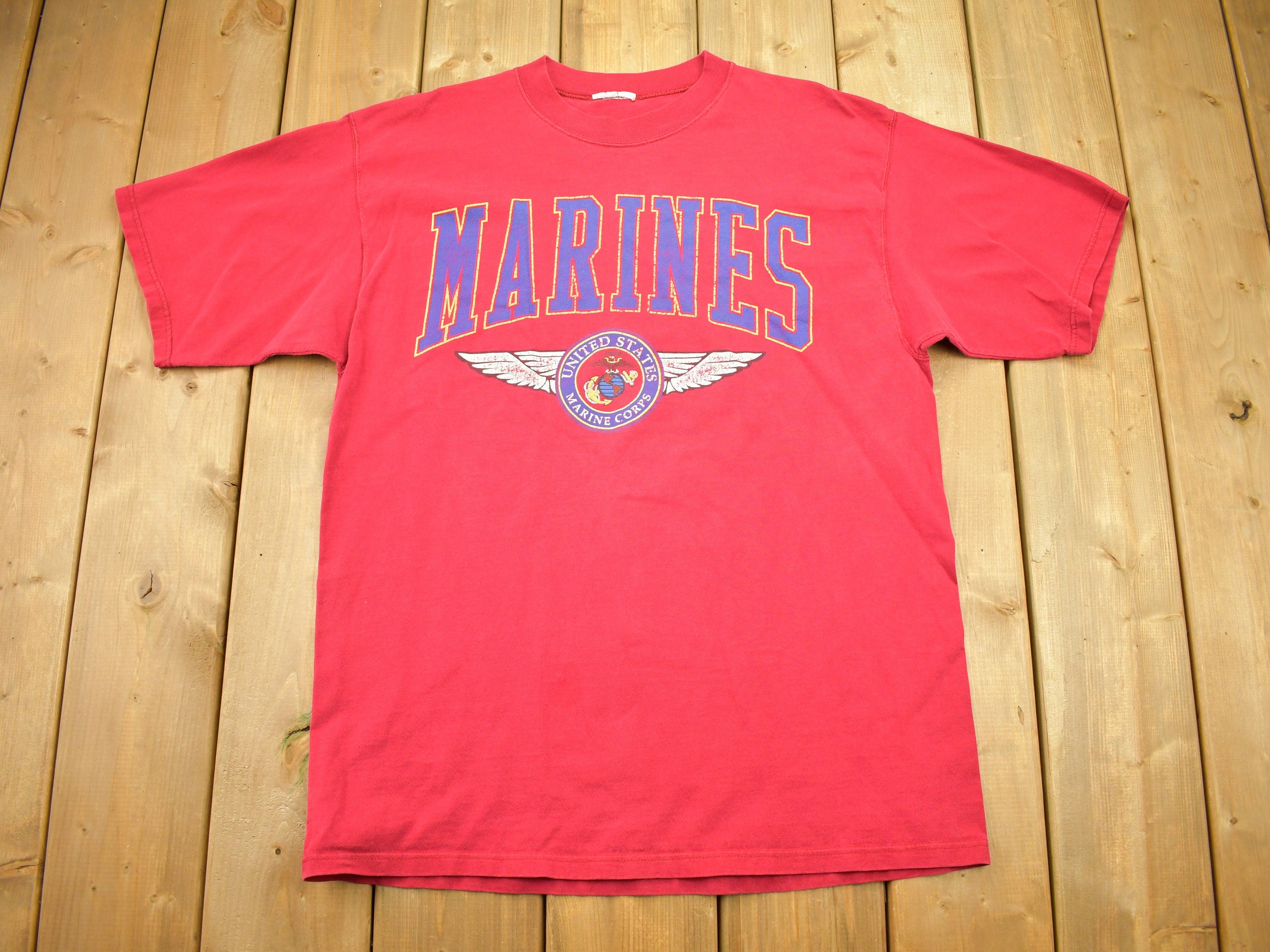 Vintage 1990s United States Marine Corps T-Shirt  Army & Military Graphic  80s  90s  Streetwear  Retro Style  Utility  Spell Out Tee
