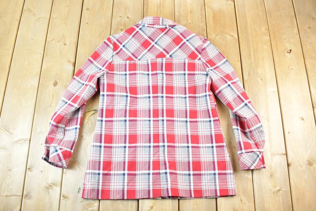 Vintage 1970s Kmart Red Plaid Flannel Button Up Shirt Mens XS  1990s Button Up  Vintage Flannel  Plaid Shirt  Button Down