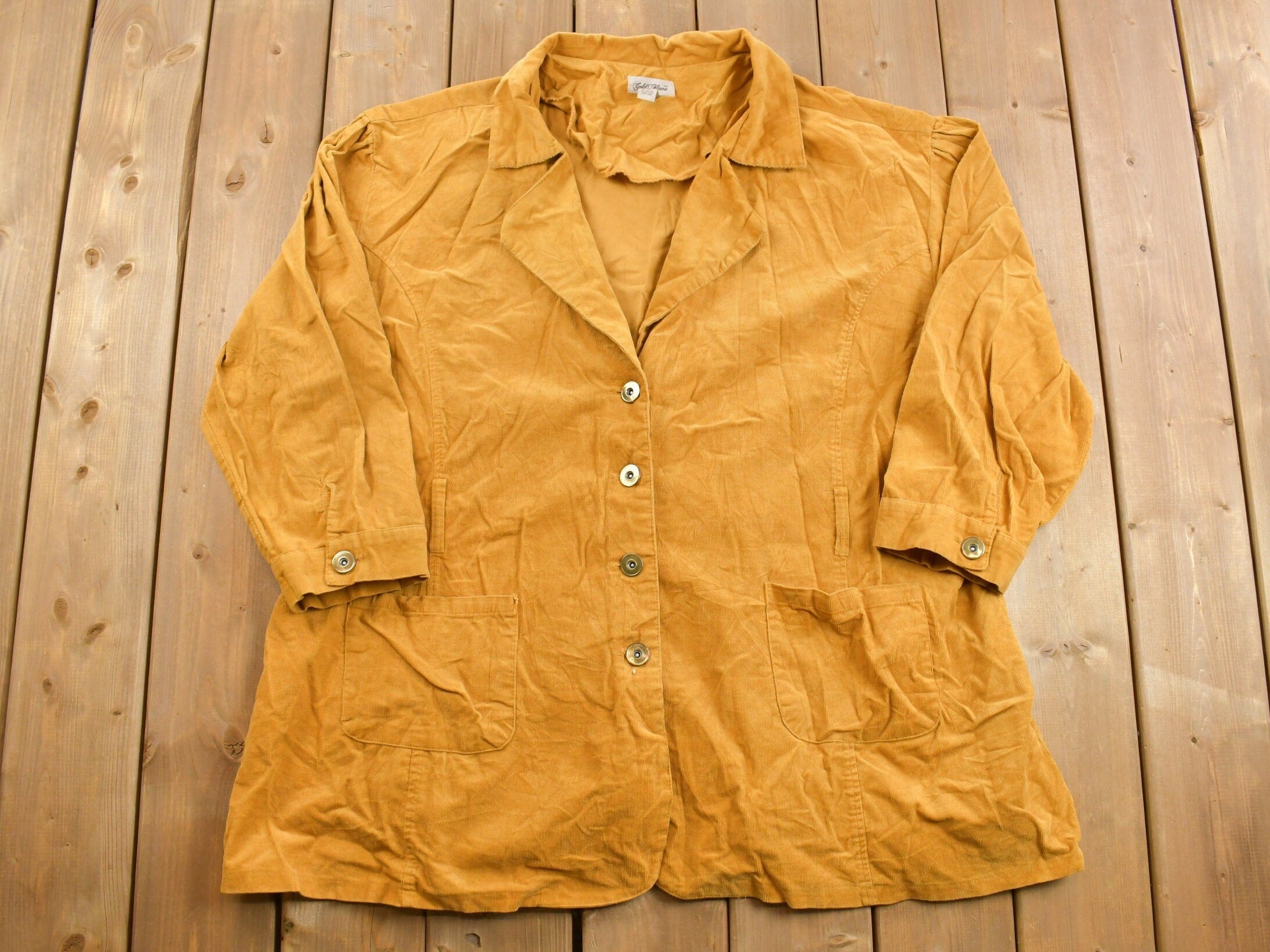 Vintage 1990s Gold Flav a Button Up Corduroy Shirt