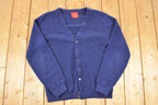 Vintage 1970s Navy Knit Cardigan Sweater Vest Men's M