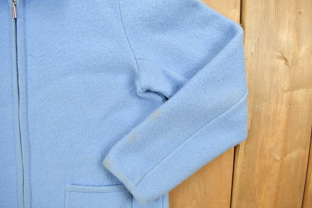 Vintage 1990s Blue Women's Zip Up Knit Light Jacket