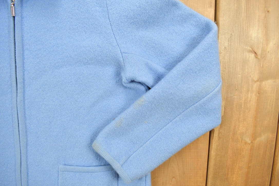 Vintage 1990s Blue Women's Zip Up Knit Light Jacket