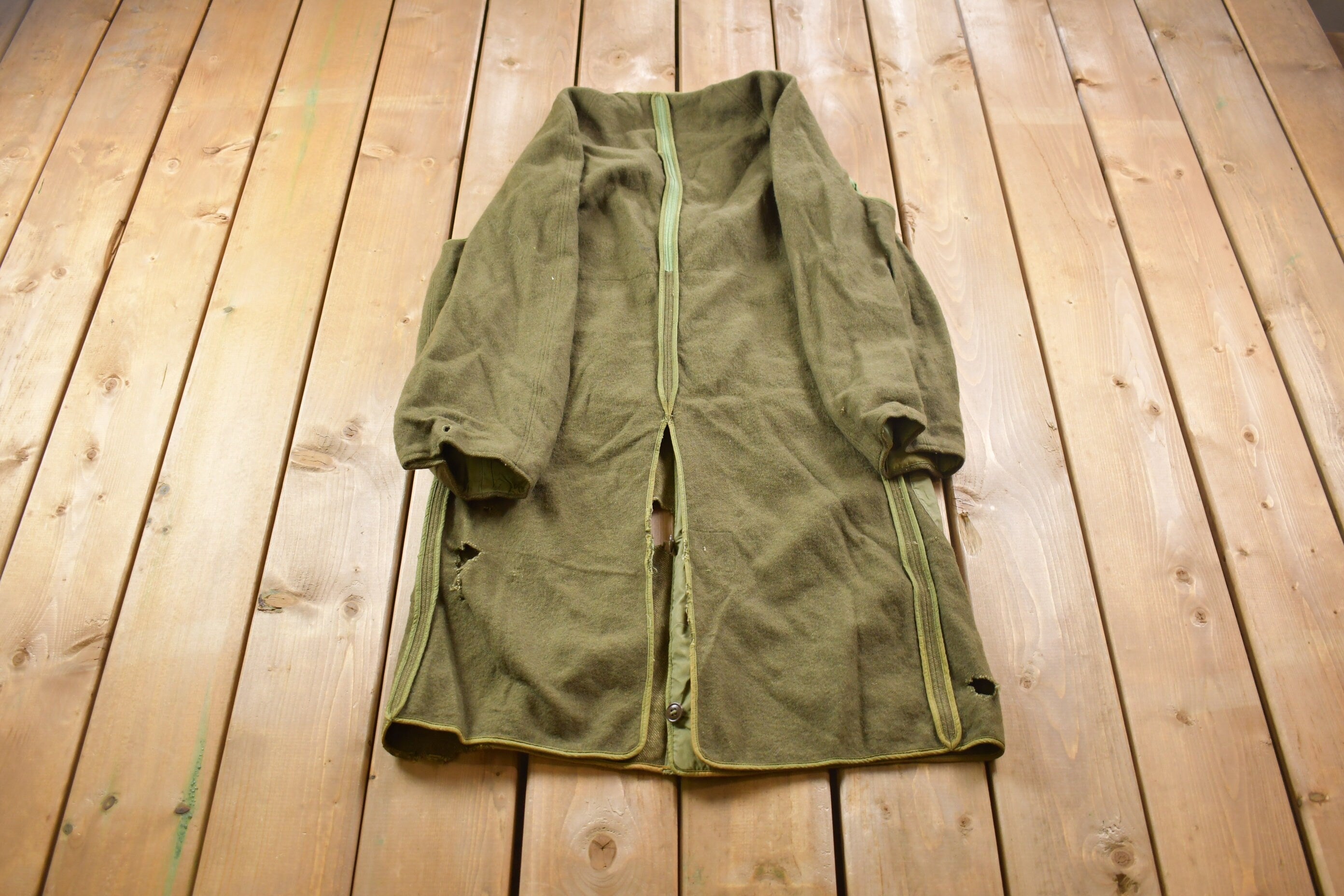 Vintage 1950s Military Wool Button Up Liner
