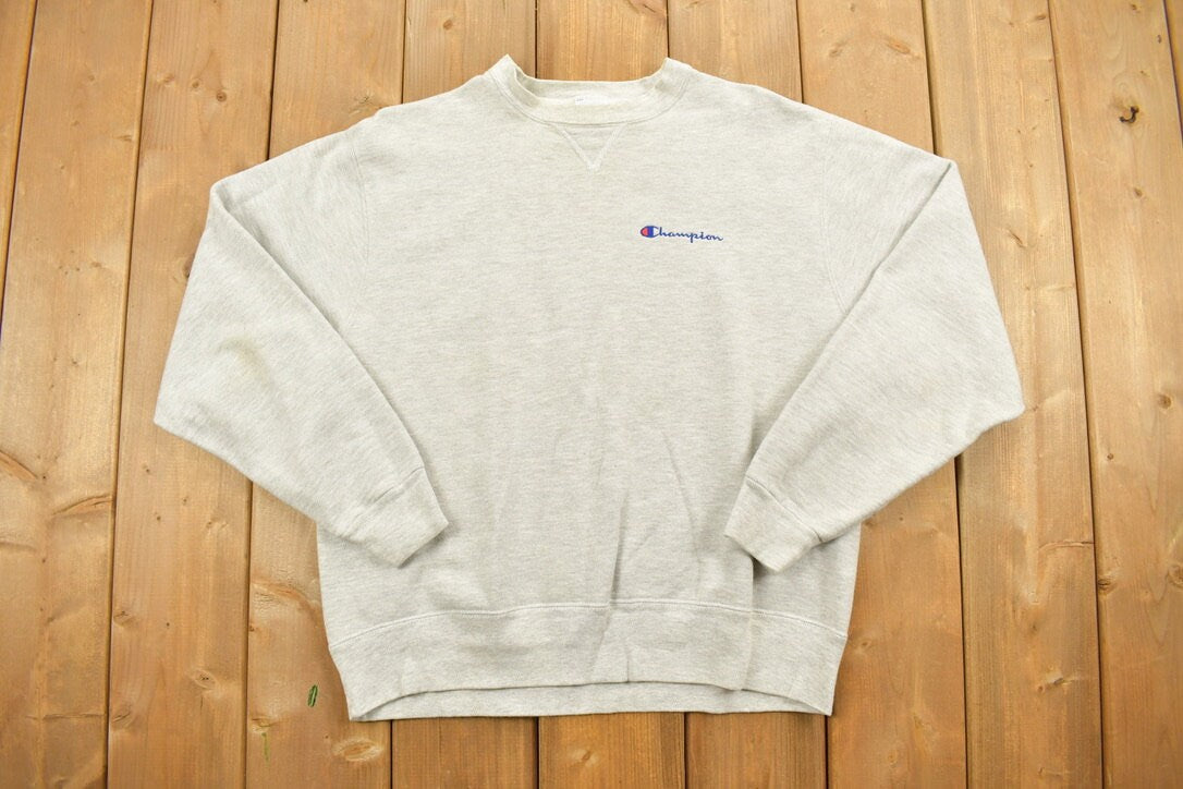 Vintage 1990s Champion Blank Grey Crewneck Sweatshirt