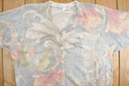 Vintage 1990s Floral Gabriella T Knitted Cardigan Sweater Short Sleeve