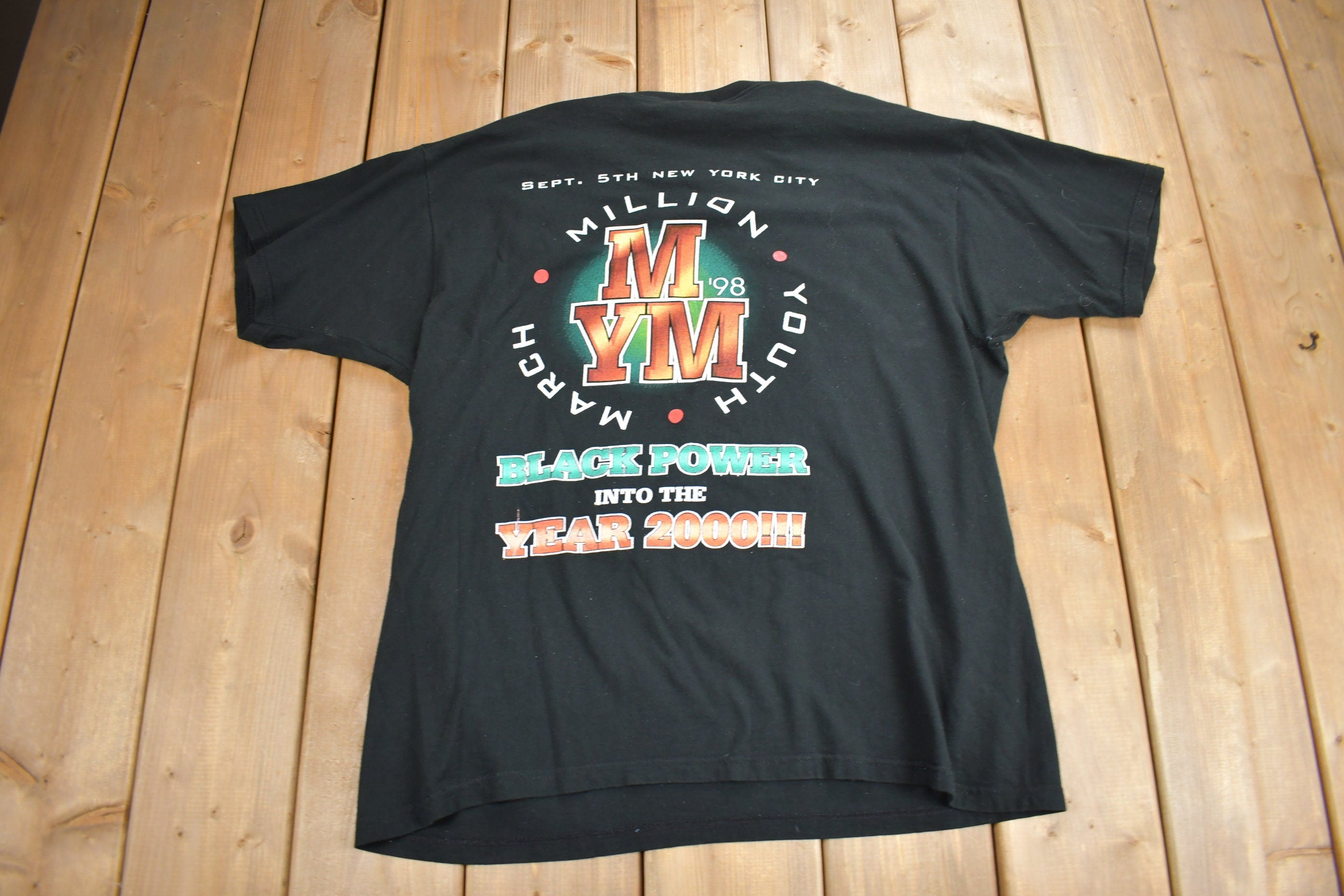 Vintage 1998 Million Youth March African American Pride Graphic T Shirt