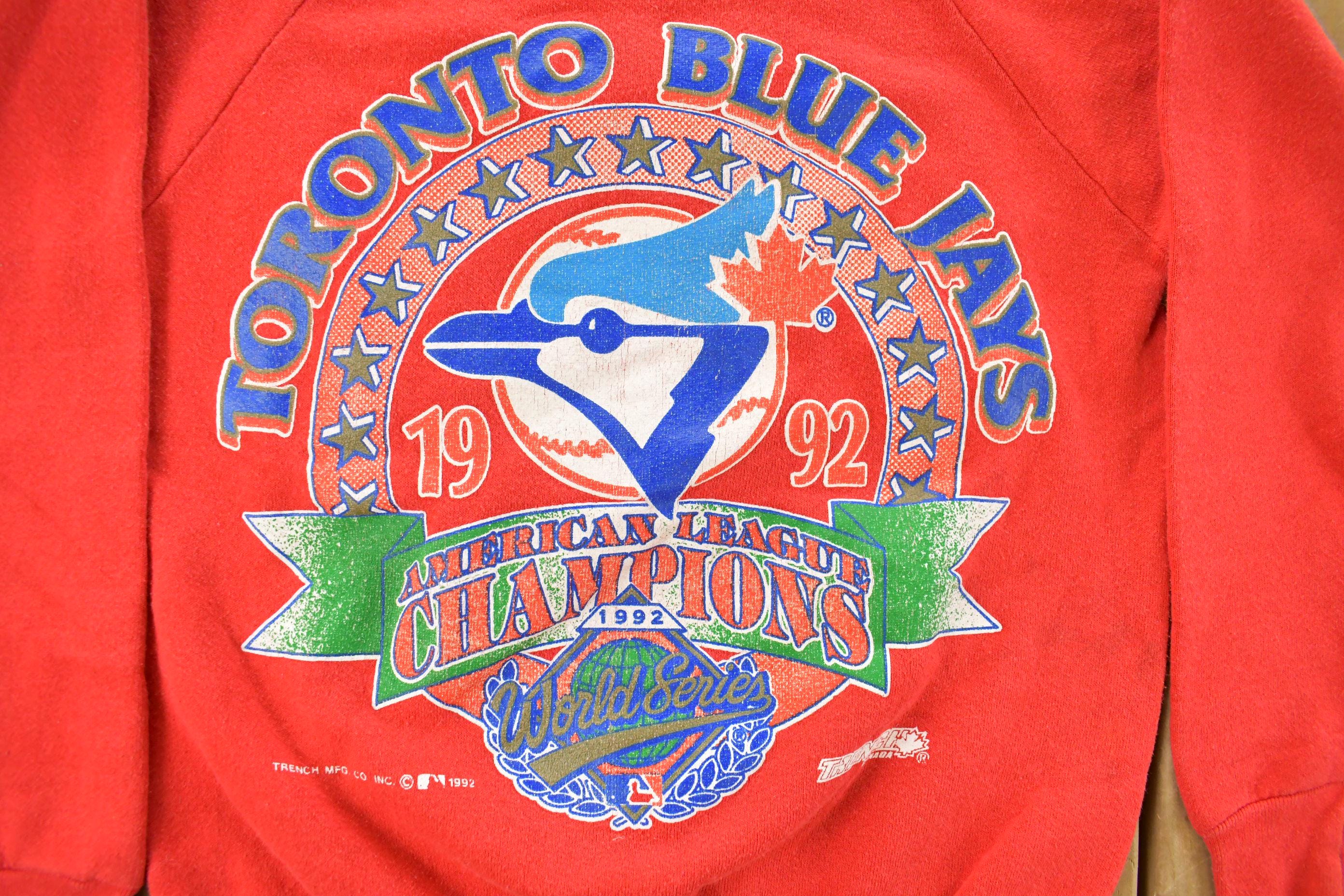 Vintage 1992 Toronto Blue Jays MLB AL Champions Crewneck Sweatshirt Youth Large