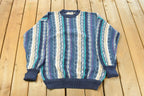 Vintage 1990s Cotton Traders 3D Cable Knit Crewneck Sweater Men's XL /