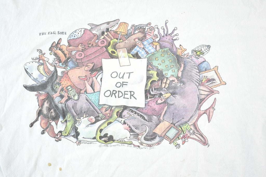 Vintage 1990s The Far Side Out Of Order Souvenir T-Shirt Mens L