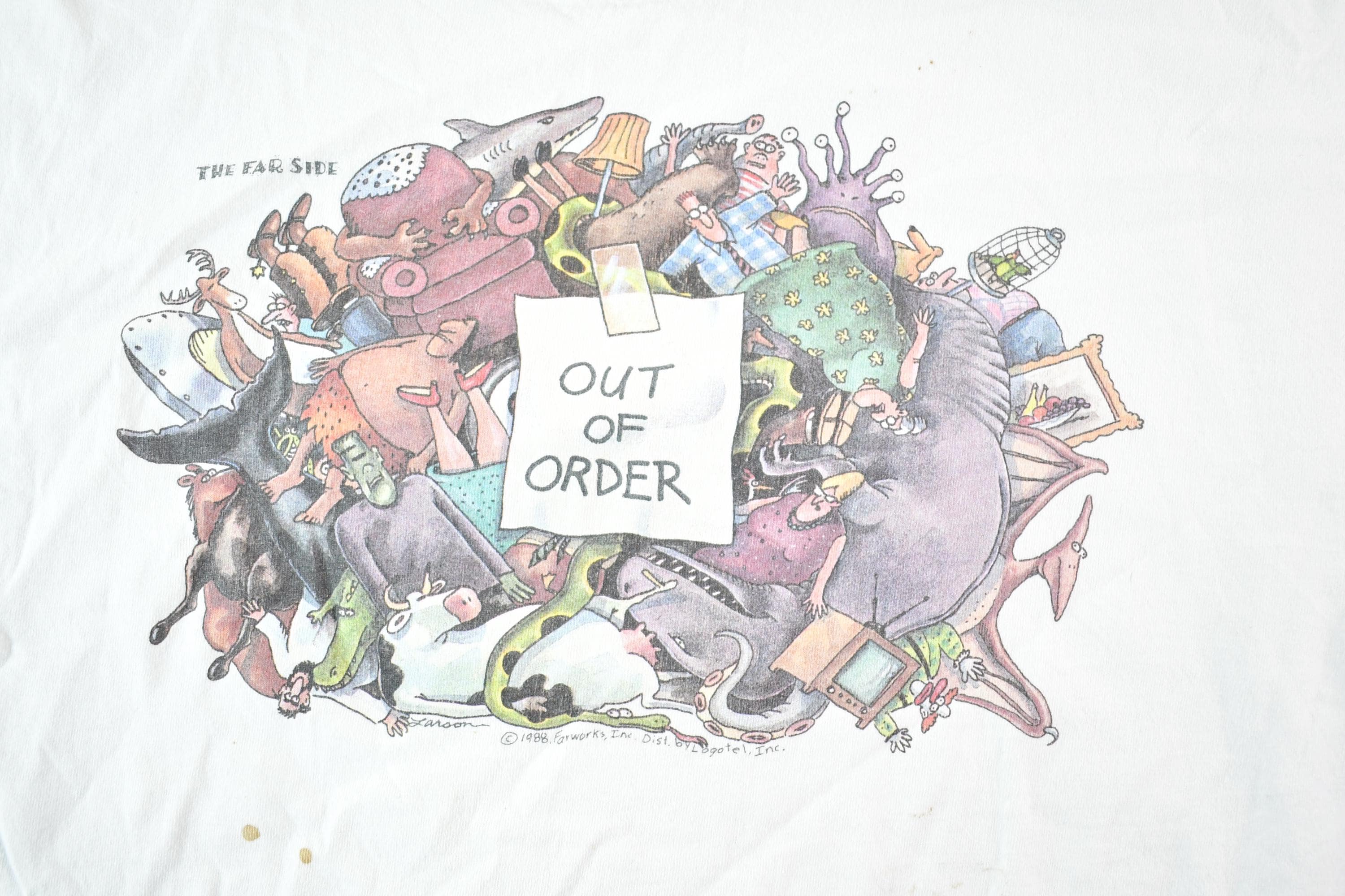 Vintage 1990s The Far Side Out Of Order Souvenir T-Shirt Mens L