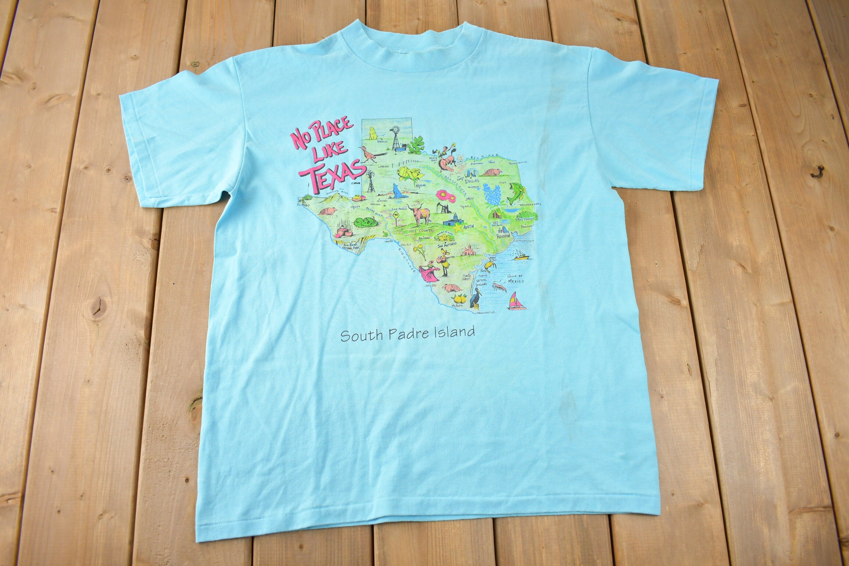 Vintage 1990s No Place Like Texas South Padre Island Souvenir Travel T Shirt Made In USA