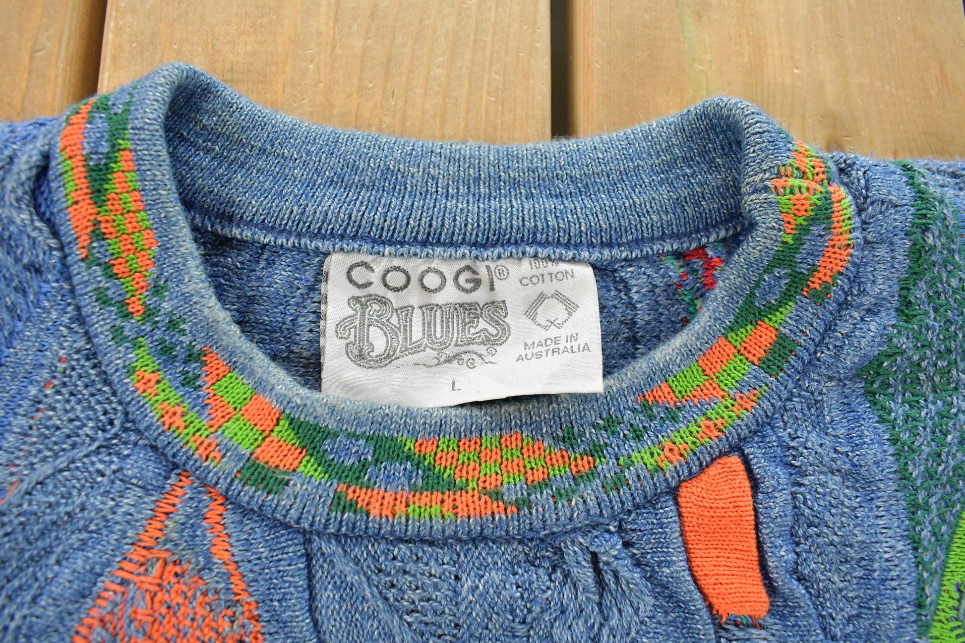 Vintage 1990s Coogi Blues 3D Abstract Knit Sweater Men's Large