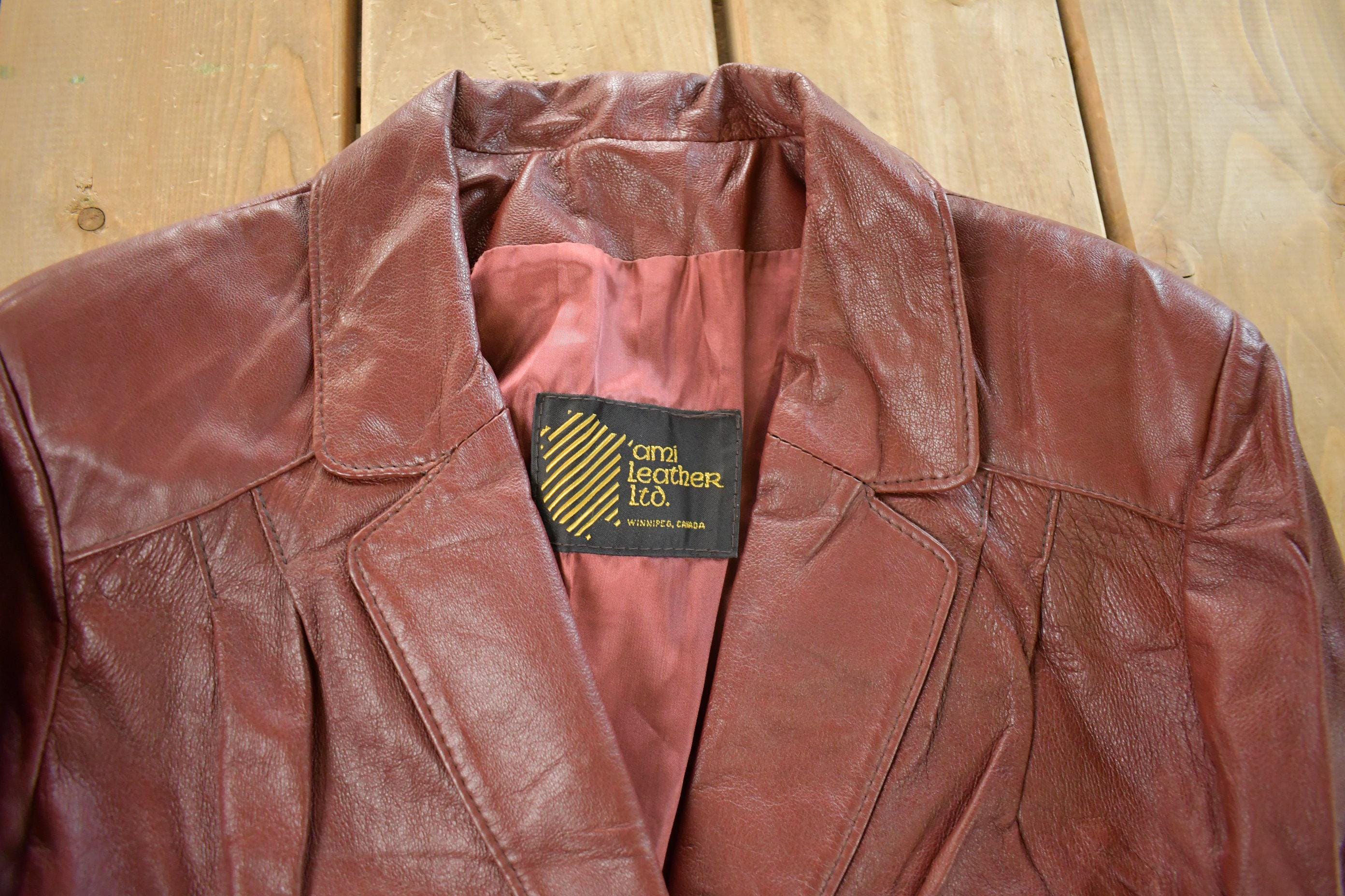 Vintage 1980s Ami Leather Trench Coat Women's Small