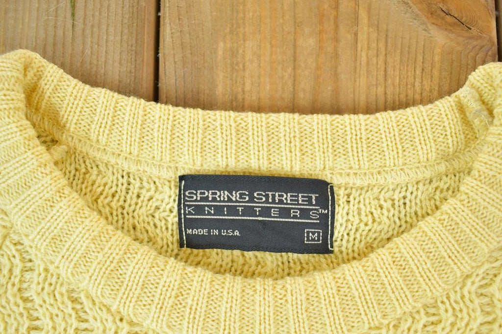 Vintage 1990s Spring Street Knitters Cable Knit Abstract Pattern Crewneck Sweater Made In USA