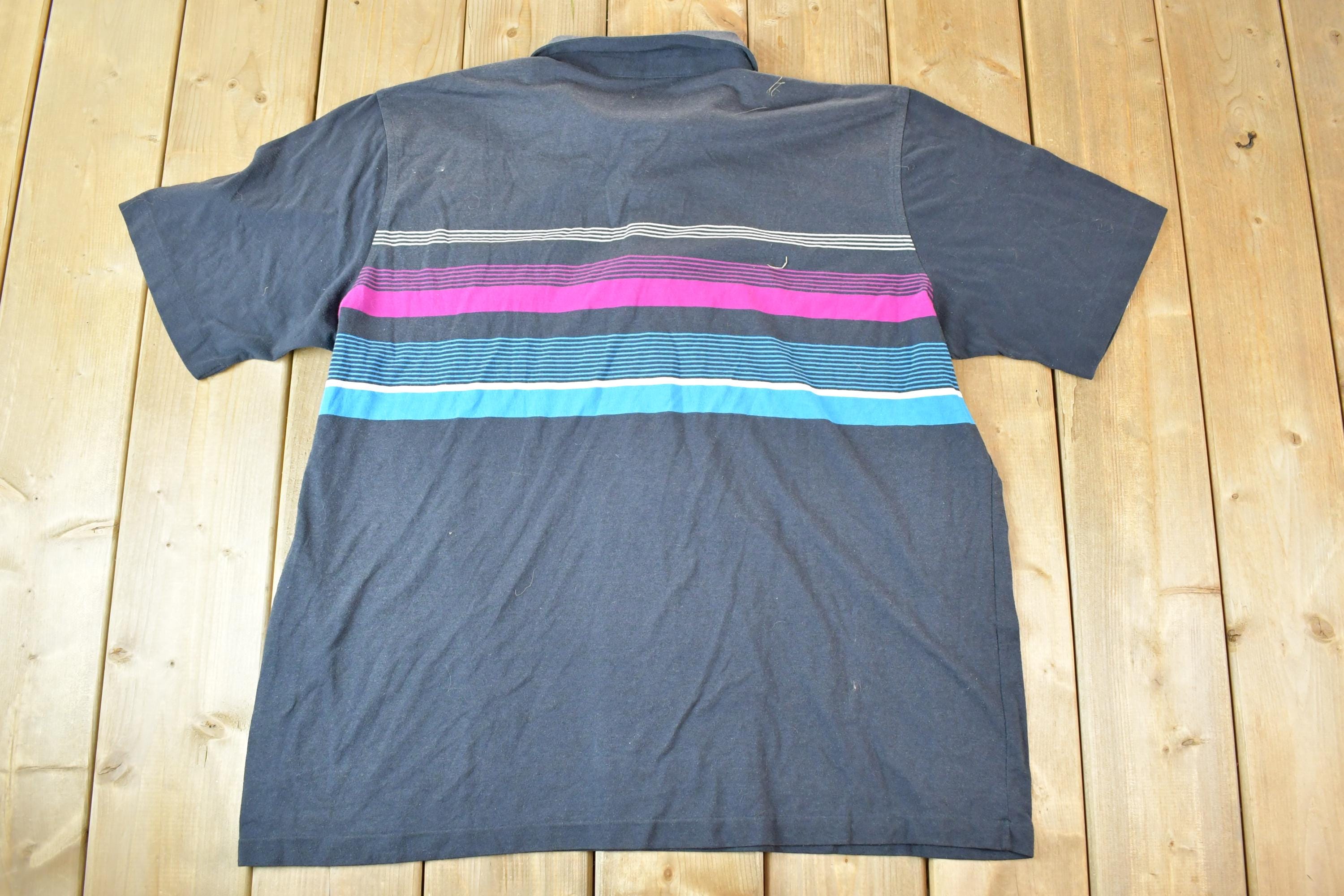 Vintage 1990s Paolo Conti Striped Quarter Button Polo Shirt Mens XL / Vintage Quarter Button Up Polo / Preppy Button Up / Vintage Shirt