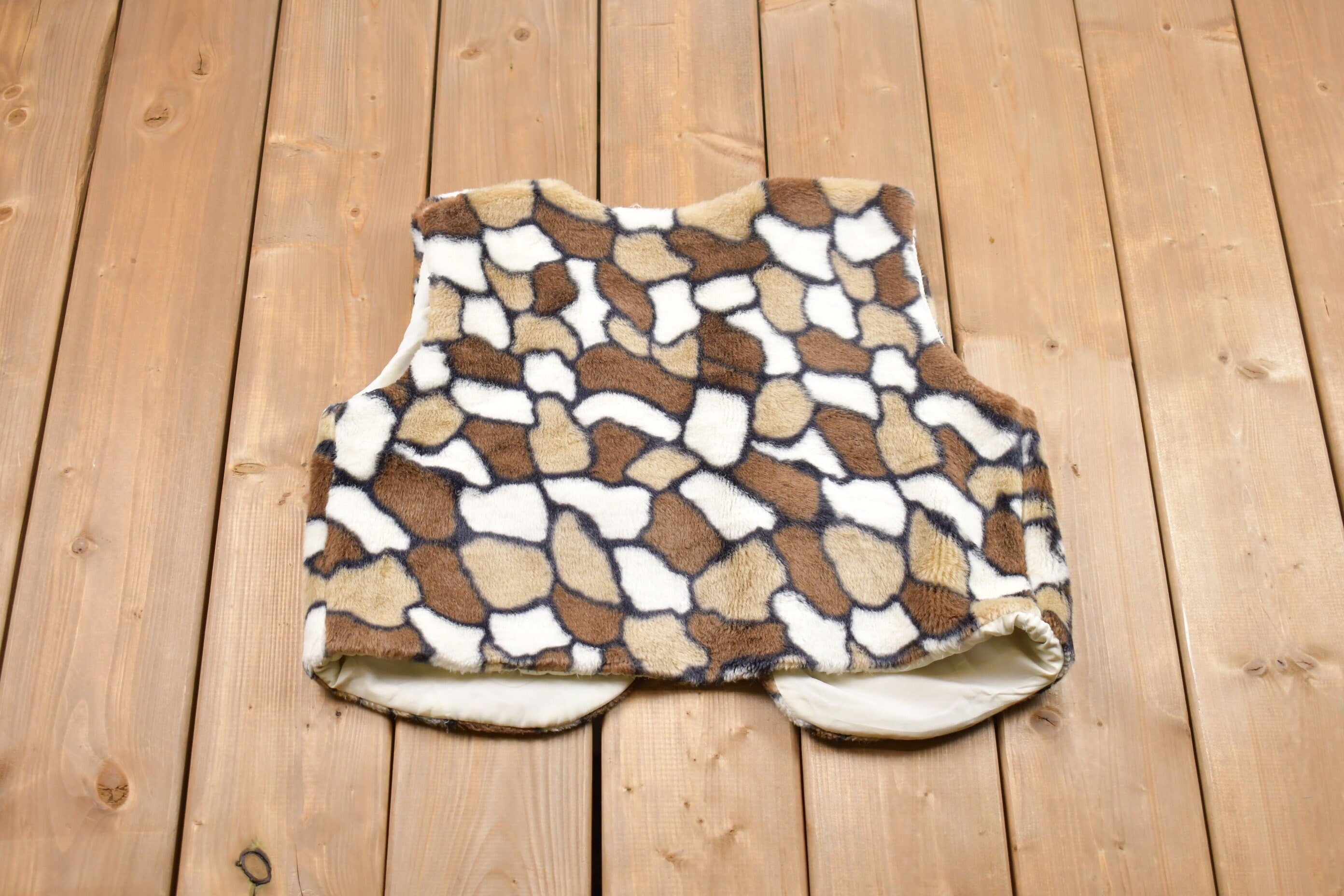 Vintage 1990s Fleece Animal Print Vest