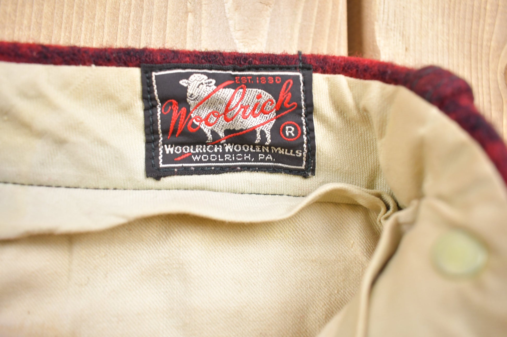 Vintage 1950s Woolrich Red Buffalo Plaid Heavy Pants Size 34 x 30