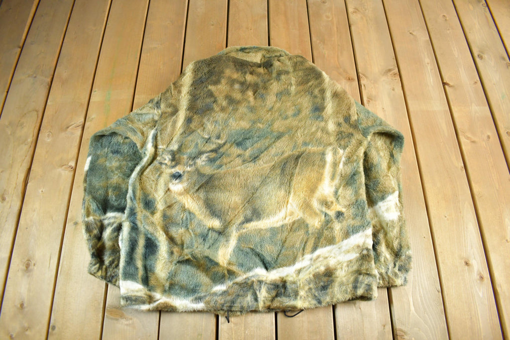 Vintage 1990s Cabin Fever Fleece Deer Nature Sweater Jacket Men's XL