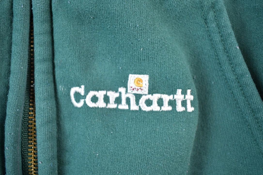 Vintage 1990s Carhartt Perfectly Distressed Lined Full Zip Hoodie Sweater Made In USA
