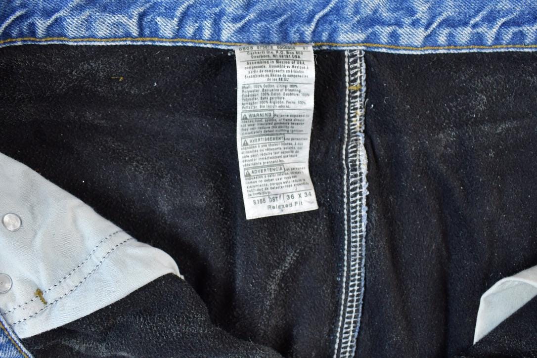 Vintage 1990s Carhartt Fleece Lined Denim Jeans Size 36x34