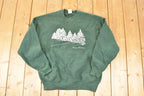 Vintage 1990s Happy Holidays Snow Pines Christmas Crewneck Sweatshirt Men's L
