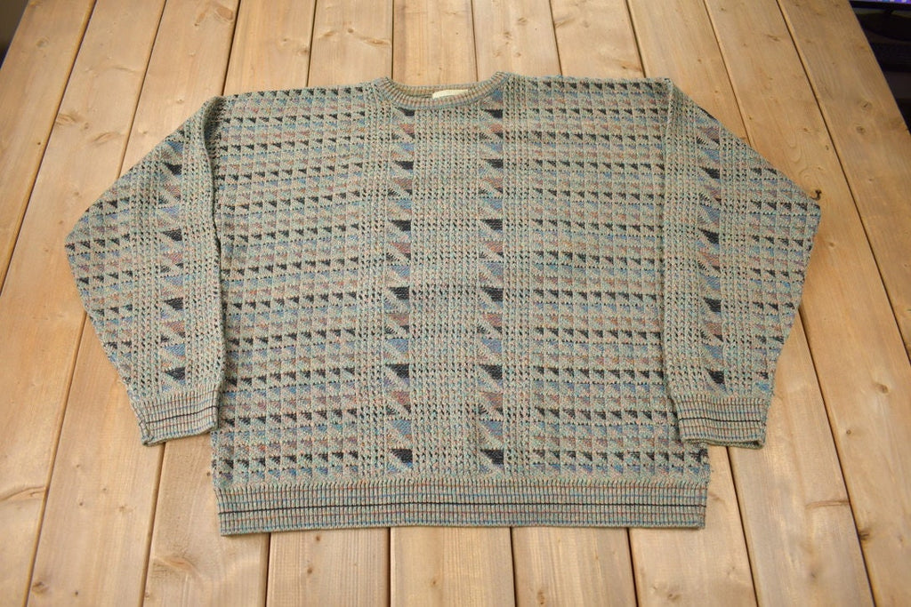 Vintage 1990s Megalos Abstract Knit Crewneck Sweater