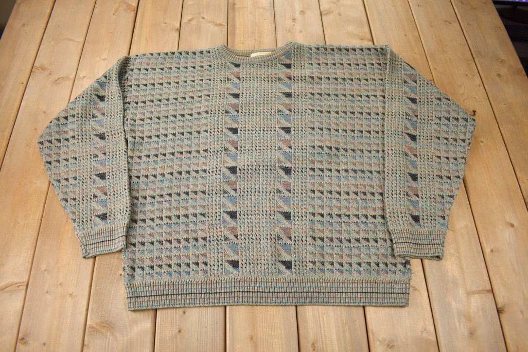 Vintage 1990s Megalos Abstract Knit Crewneck Sweater
