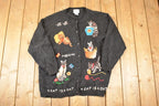 Vintage 1990s The Quacker Factory AOP Embroidered Cat Knit Cardigan Sweater Women's XL  90s Knitted Sweatshirt  Vintage Preppy Knits