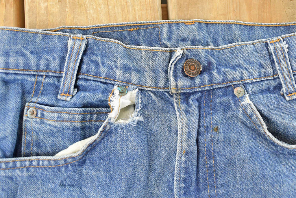 Vintage 1990s Levi's Distressed 716 Orange Tab Student Denim Jeans Men's 28 x 31 / Blue / 90s Levi's