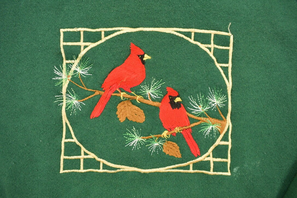Vintage 1990s Cardinal Bird Embroidered Crewneck