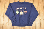 Vintage 1990s Cute House Apple Pie Graphic Print Crewneck Sweatshirt Womens XL