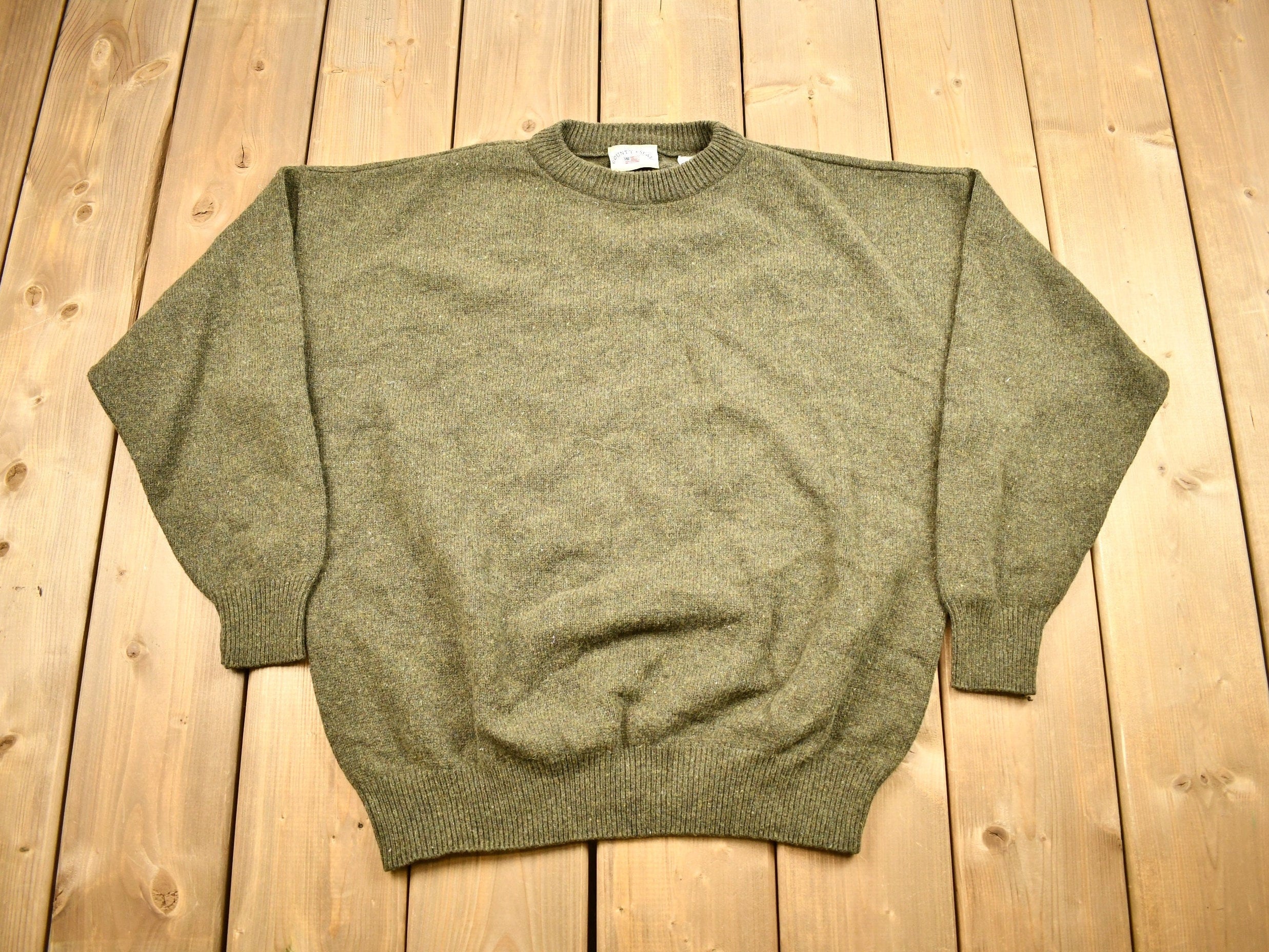 Vintage 1990s County Seat Knitted Wool Blend Crewneck Sweater