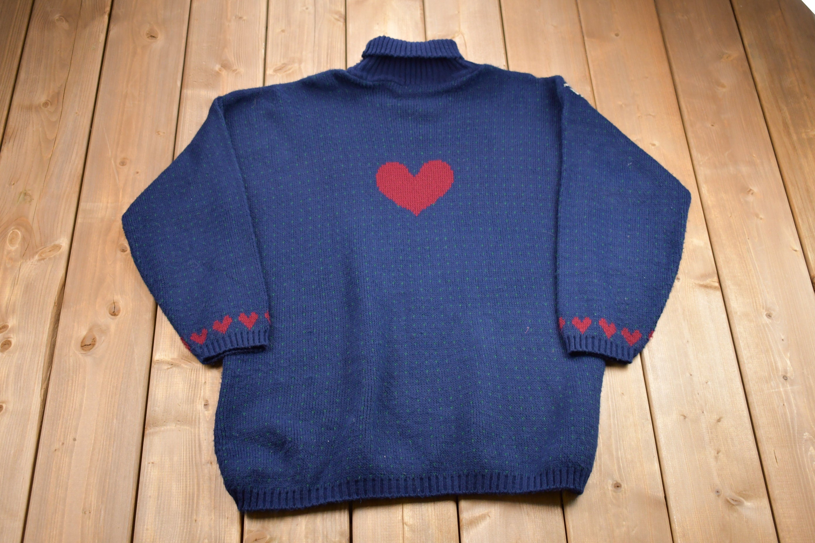 Vintage 1990s Private Eyes Made In USA Knitted Mock Neck Sweater Patchwork Knitting