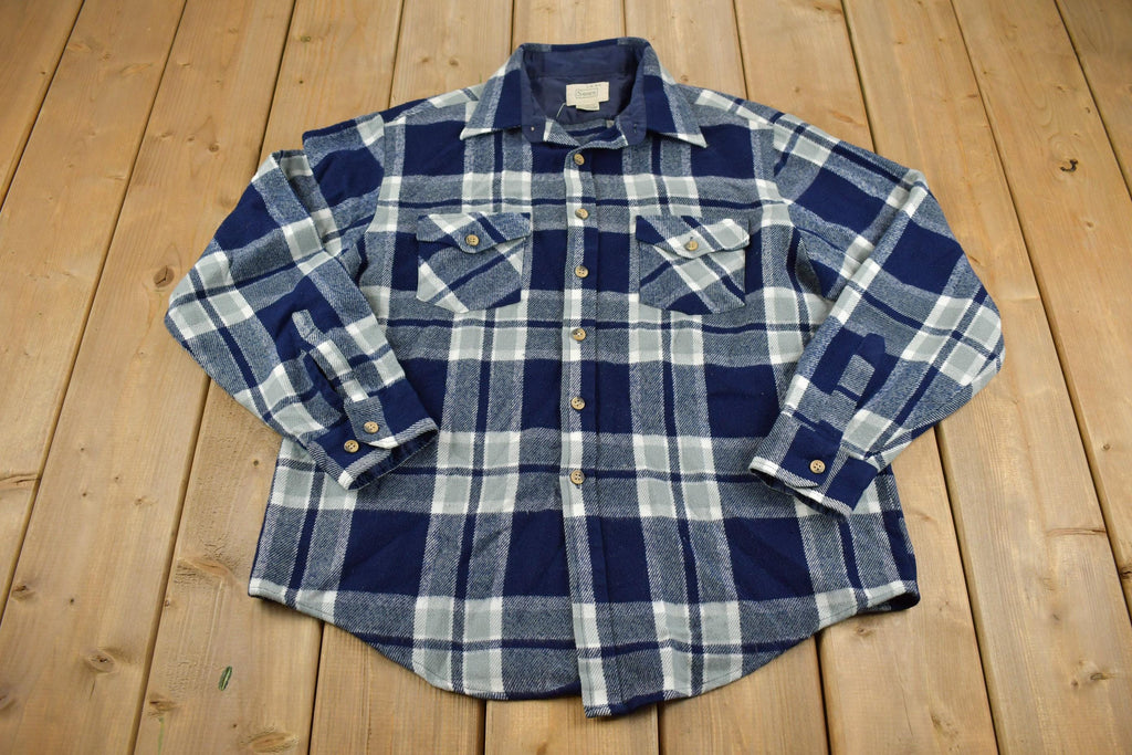 Vintage 1980s Sears Plaid Button Up Flannel Shirt
