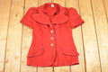 Vintage 1960s Fancy Red Cardigan Shirt Women's S