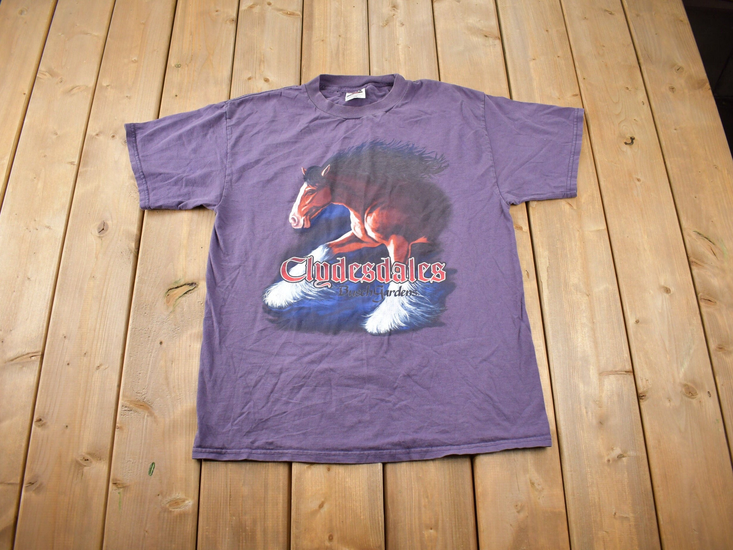 Vintage 1990s Clydesdales Busch Gardens Graphic T-Shirt