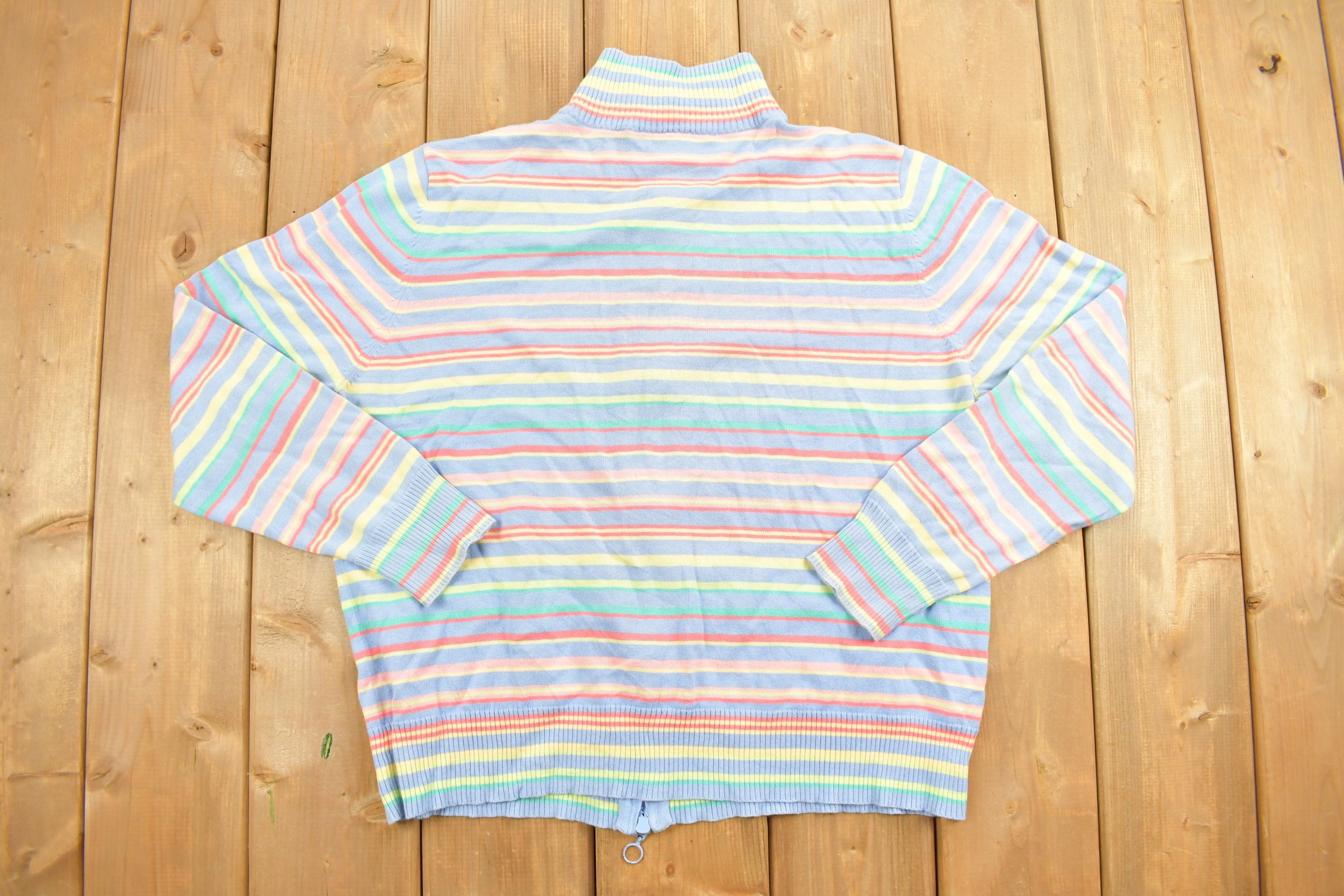 Vintage 1990's SAG Harbour Rainbow Striped Zip Up Jacket