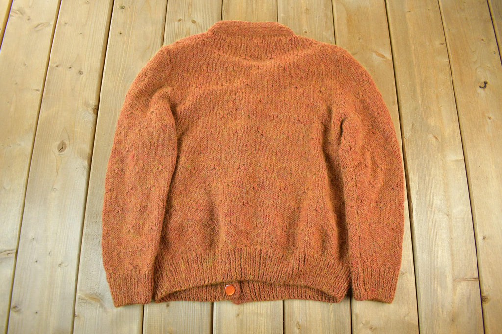 Vintage 1960s 1970s Wool Knit Cardigan Sweater Women's Medium