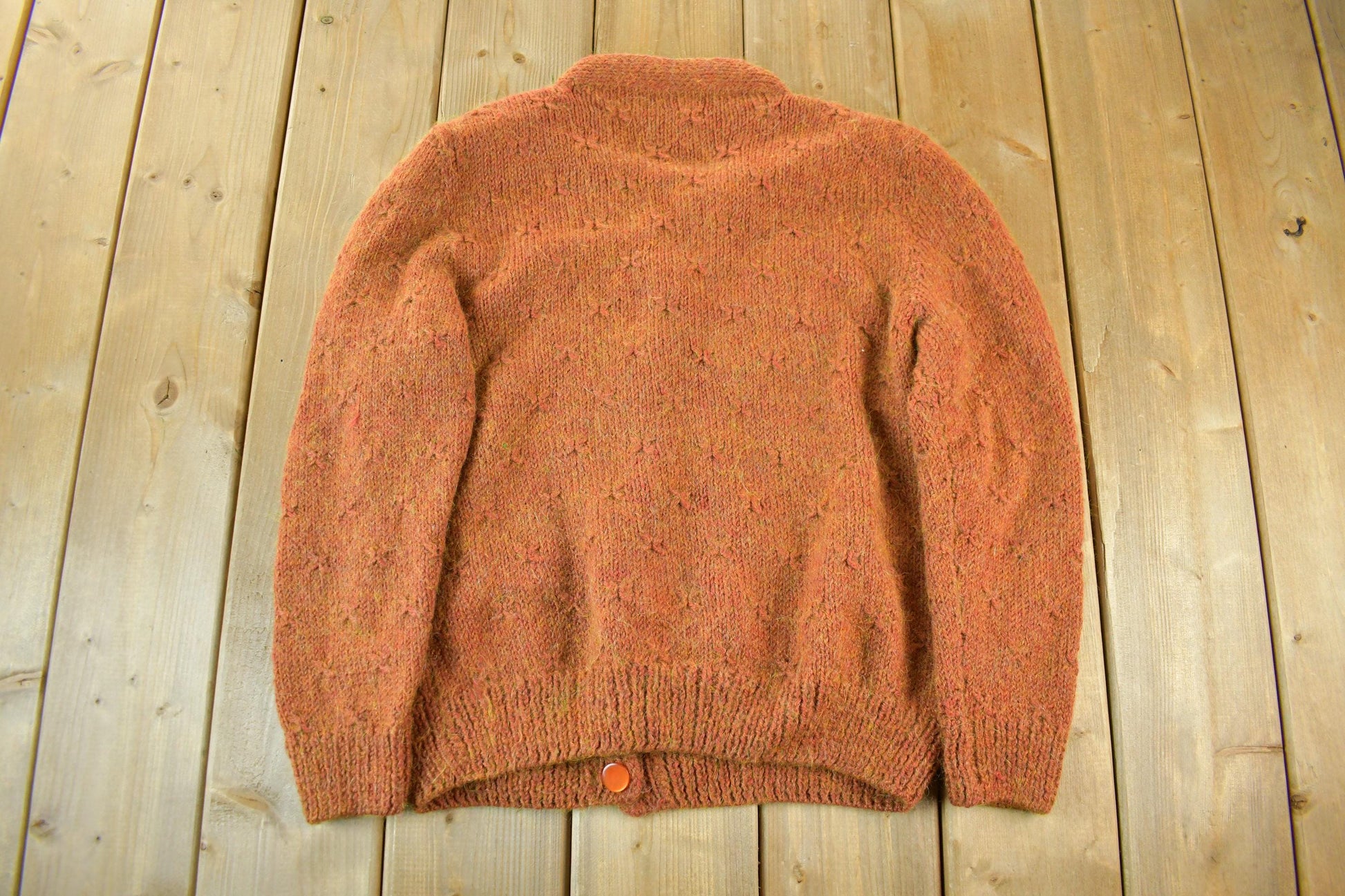 Vintage 1960s 1970s Wool Knit Cardigan Sweater Women's Medium